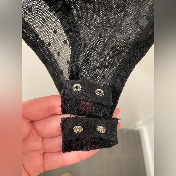 Kittenish Black lace polka dot bodysuit - size xs - Picture 7 of 11